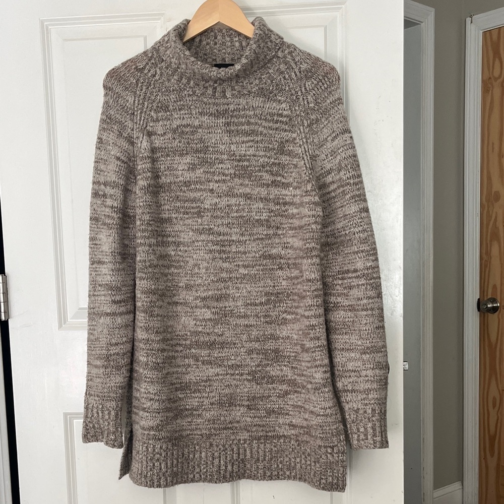 Zara Oversized Heathered Brown, Gray Turtleneck Tunic Cozy Sweater sz medium